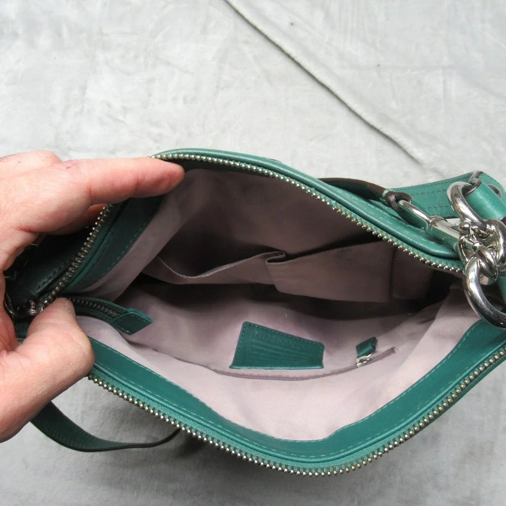 Coach Ashley Crossbody Bag Green Leather Detachable‎ Adjustable Strap Shoulder